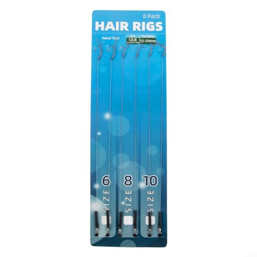 Hair Rigs Haken ohne Widerhaken zum Karpfenangeln, 30 Stück, Größe 6, 8, 10, 5,4 kg Geflecht von FACAIIO