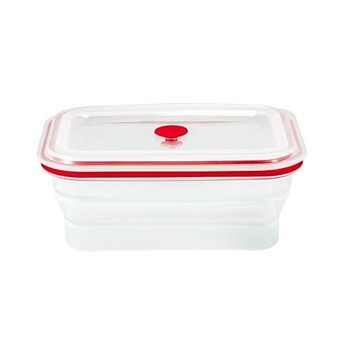 FACAITZQ Frischhaltedosen, Vollsilikon-Faltbox, Instant-Nudelschüssel, Mikrowellen-Spezialbox, Obst-Crisper, Frischhaltebox (Farbe: Rot, Größe: 400 ml) Salad Storage containers for Fridge von FACAITZQ