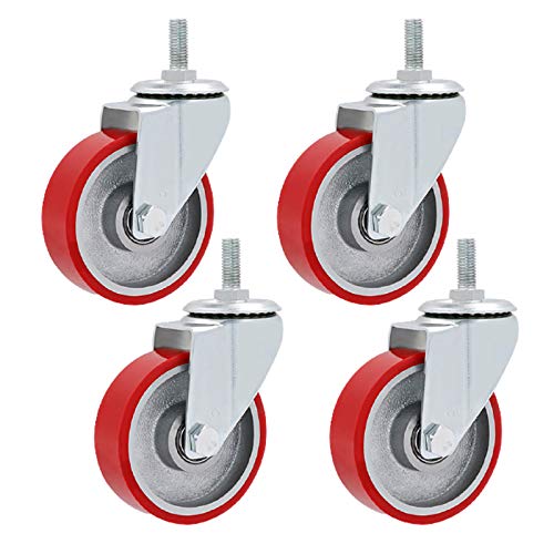 FACAITZQ Räder 4er-Pack Hochleistungs-Lenkrollen, universelle Ersatzräder (Rot 75 mm/3 Zoll) von FACAITZQ