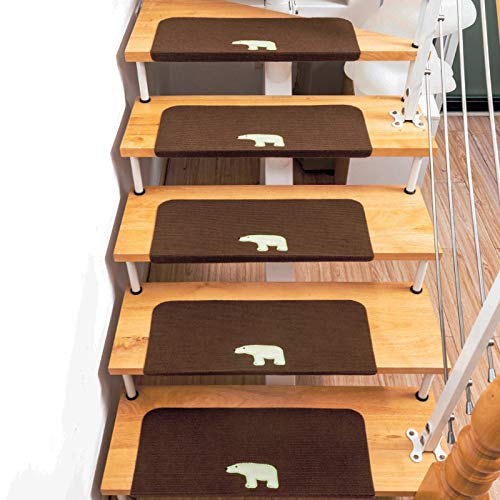 FACAITZQ Stufenmatte, rutschfeste innere Treppenmatte für Holzstufen, Stufenschutz, Stufenteppich, geeignet für Kinder, ältere Menschen und Hunde im Innenbereich, für Sicherheit und Halt, 55 x 22 cm, von FACAITZQ