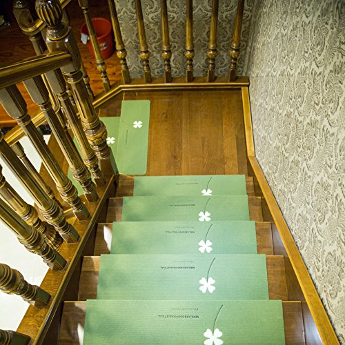FACAITZQ Treppenstufenmatten, rutschfeste Stufenmatten, Teppich-Treppenstufenmatten, Teppich-Treppenläufer mit Klebeband für Kinder, ältere Haustiere, Treppenteppich, 55 x 22 cm, grün, 12 Stück von FACAITZQ