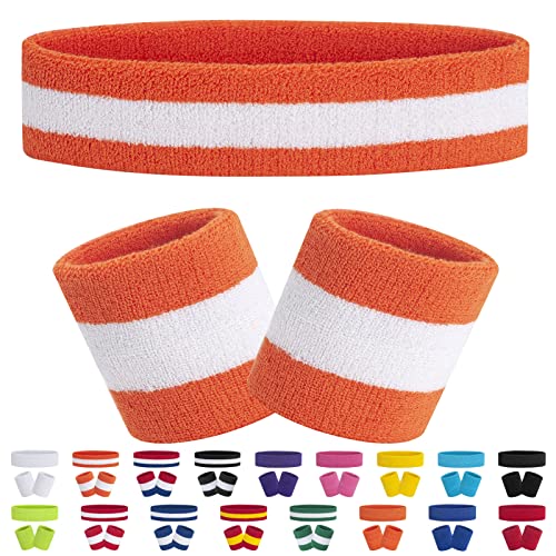 FACATH Gestreiftes Schweißband-Set Sport-Stirnband-Armband-Set Frottee-Armband Sportübungs-Basketball-Armband-Stirnbänder FACATH Gestreiftes Schweißband-Set Sport-Stirnband-Armband-Set Frottee-Armband Sportübungs-Basketball-Armband-Stirnbänder von FACATH