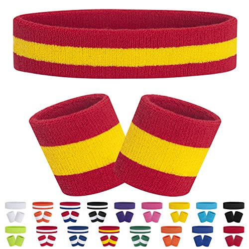 FACATH Gestreiftes Schweißband-Set Sport-Stirnband-Armband-Set Frottee-Armband Sportübungs-Basketball-Armband-Stirnbänder FACATH Gestreiftes Schweißband-Set Sport-Stirnband-Armband-Set Frottee-Armband Sportübungs-Basketball-Armband-Stirnbänder von FACATH