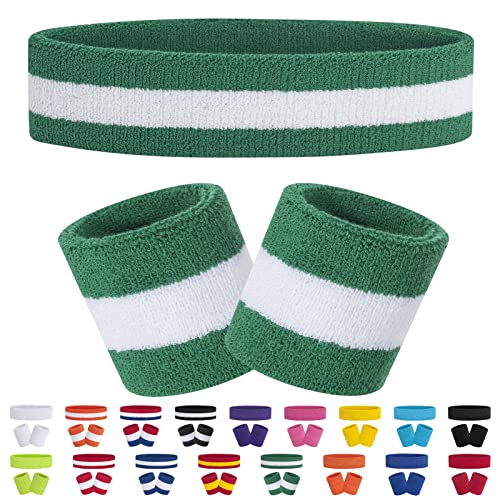 FACATH Gestreiftes Schweißband-Set Sport-Stirnband-Armband-Set Frottee-Armband Sportübungs-Basketball-Armband-Stirnbänder FACATH Gestreiftes Schweißband-Set Sport-Stirnband-Armband-Set Frottee-Armband Sportübungs-Basketball-Armband-Stirnbänder von FACATH