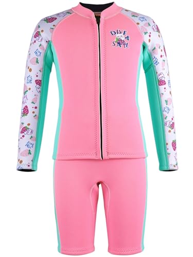 Kinder Jungen Mädchen 2.5mm Zweiteilige Neopren Thermal Wetsuit Langarm Front Zipper Wet Jacket Neopren Hose Neoprenanzüge für Wassersport von FAIRYRAIN