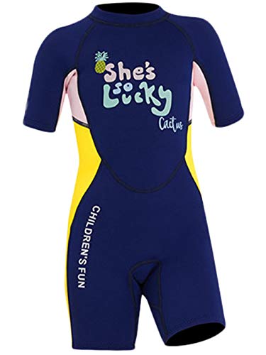 Kinder Mädchen Jungen Neoprenanzug 2.5MM Neopren Kurzarm Wäremehaltung Tauchanzug UV-Schutz Badeanzug für Wassersport Diving Suit XXL von FAIRYRAIN