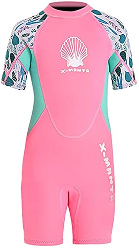 Kinder Mädchen Neoprenanzug Neoprenanzug UPF 50+ 2.5MM Neopren Kurzarm Wäremehaltung Wetsuit Schwimmanzug Tauchanzug Badeanzug Wetsuit für Wassersport Diving Suit L von FAIRYRAIN