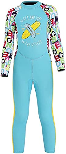 Kinder Mädchen Neoprenanzug Neoprenanzug UPF 50+ 2.5MM Neopren Lang Wetsuit Schwimmanzug Wärmehaltung Tauchanzug Badeanzug Wetsuit für Wassersport Diving Suit S(98-104) von FAIRYRAIN