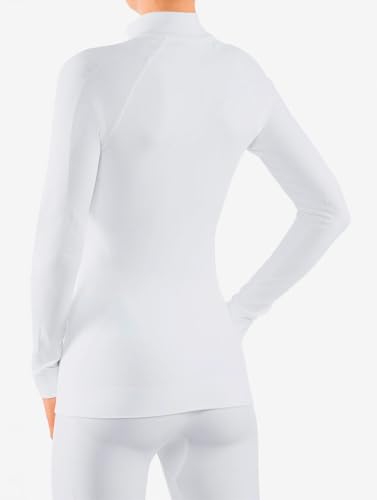 FALKE Damen Baselayer-Shirt Maximum Warm High Zip Neck W L/s Sh Funktionsmaterial schnelltrocknend 1 Stück, Weiß White 2860, S von FALKE