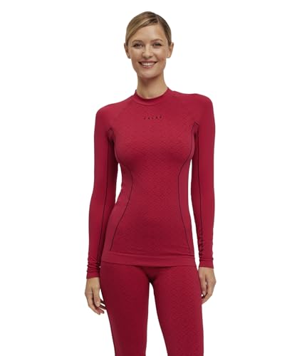 FALKE Damen Baselayer-Shirt Maximum Warm Round Neck W L/s Sh Funktionsmaterial schnelltrocknend 1 Stück, Rot Red 8644 Trend, XL von FALKE