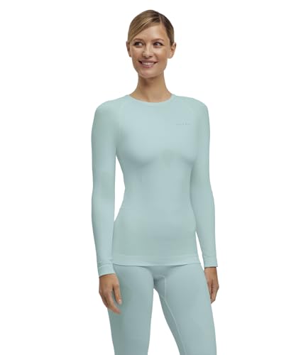 FALKE Damen Baselayer-Shirt Warm Round Neck W L/s Sh Funktionsmaterial schnelltrocknend 1 Stück, Grün Jade 7439, L von FALKE