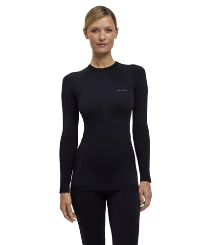 FALKE Damen Baselayer-Shirt Warm Round Neck W L/S SH Funktionsmaterial schnelltrocknend 1 Stück, Schwarz (Black 3000) neu - umweltfreundlich, M von FALKE