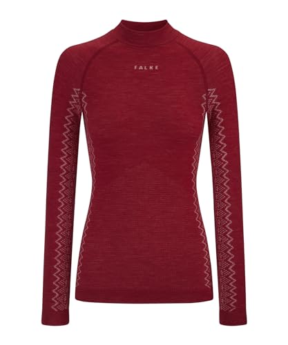 FALKE Damen Baselayer-Shirt Wool-Tech Round Neck W L/S SH Wolle Funktionsmaterial schnelltrocknend 1 Stück, Rot (Red 8644) - Trend, S von FALKE