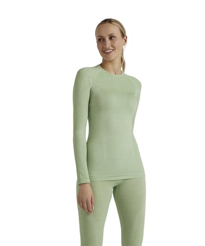 FALKE Damen Baselayer-Shirt Wool Tech. Funktionsmaterial Wolle Schnelltrocknend Warm 1 Stück, Grün (Quiet Green 7378), XL von FALKE