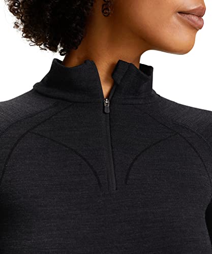 FALKE Damen Baselayer-Shirt Wool-Tech High Zip Neck W L/S SH Wolle Schnelltrocknend 1 Stück, Schwarz (Black 3000), XS von FALKE