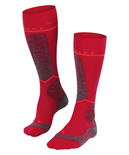 FALKE Damen Skisocken SK Energizing Wool W KH Wolle mit Kompression 1 Paar, Rot (Rose 8564) - Wadenumfang W1, 39-42 von FALKE