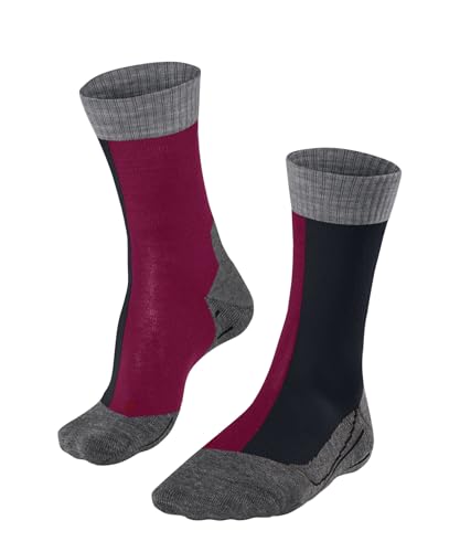 FALKE Damen Wandersocken TK2 Explore W SO Wolle Funktionsmaterial antiblasen dick 1 Paar, Rot (Red 8644) - Streifen, 35-36 von FALKE