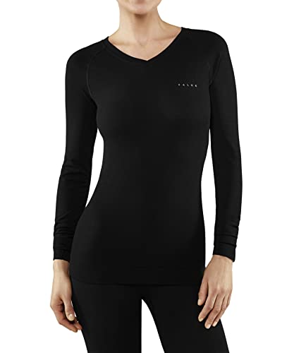 FALKE Damen Baselayer-Shirt Wool-Tech Light V Neck W L/s Sh Wolle Funktionsmaterial schnelltrocknend 1 Stück, Schwarz Black 3000, XL FALKE Damen Baselayer-Shirt Wool-Tech Light V Neck W L/s Sh Wolle Funktionsmaterial schnelltrocknend 1 Stück, Schwarz Black 3000, XL von FALKE
