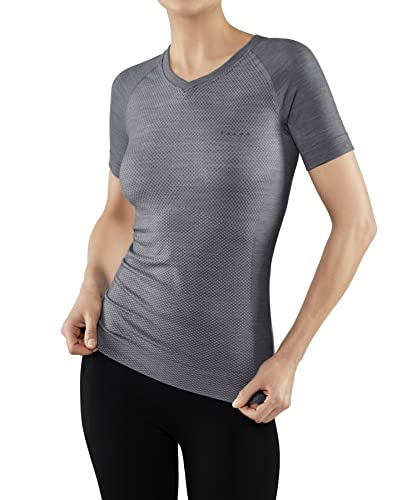 FALKE Damen Baselayer-Shirt Wool-Tech Light V Neck W S/s Ts Wolle Funktionsmaterial schnelltrocknend 1 Stück, Grau Grey-Heather 3757, XS FALKE Damen Baselayer-Shirt Wool-Tech Light V Neck W S/s Ts Wolle Funktionsmaterial schnelltrocknend 1 Stück, Grau Grey-Heather 3757, XS von FALKE