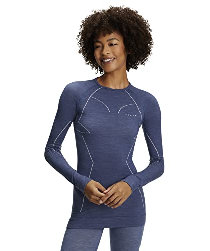 FALKE Damen Baselayer-Shirt Wool-Tech Round Neck W L/S SH Wolle schnelltrocknend 1 Stück, Blau (Capitain 6751), XS FALKE Damen Baselayer-Shirt Wool-Tech Round Neck W L/S SH Wolle schnelltrocknend 1 Stück, Blau (Capitain 6751), XS von FALKE