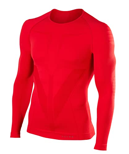 FALKE Herren Baselayer-Shirt Warm Round Neck M L/S SH Funktionsgarn Schnelltrocknend 1 Stück, Rot (Scarlet 8070), S von FALKE