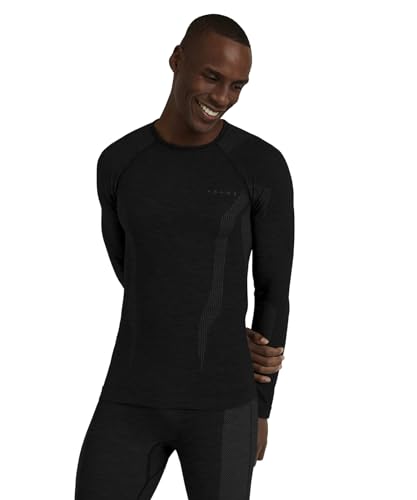 FALKE Herren Baselayer-Shirt Wool Tech. Funktionsmaterial Wolle Schnelltrocknend Warm 1 Stück, Schwarz (Black 3000), M von FALKE