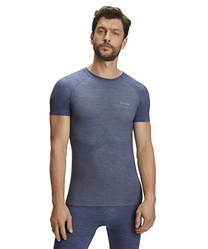 FALKE Herren Baselayer-Shirt Wool-Tech Light Round Neck M S/S SH Wolle Schnelltrocknend 1 Stück, Blau (Captain 6751), XXL von FALKE