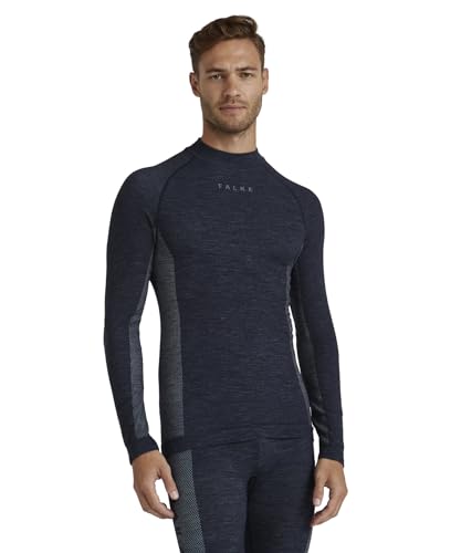 FALKE Herren Baselayer-Shirt Wool Tech. Trend Funktionsmaterial Wolle Schnelltrocknend Warm 1 Stück, Blau (Space Blue 6116), XL von FALKE