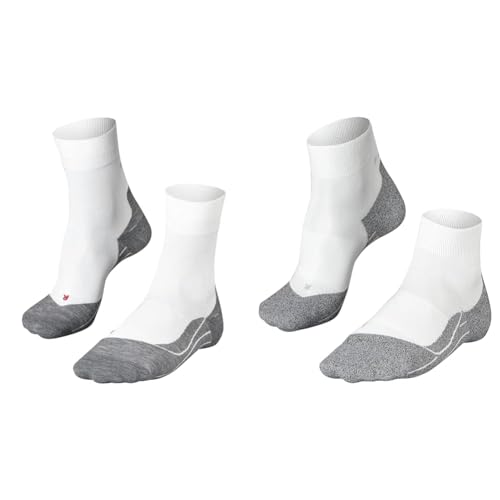 FALKE Herren Laufsocken RU4 Endurance M SO Baumwolle antiblasen 1 Paar, Weiß (White-Mix 2020), 44-45 & Herren Laufsocken RU4 Light Performance Short M SSO Funktionsgarn Antiblasen 1 Paar von FALKE