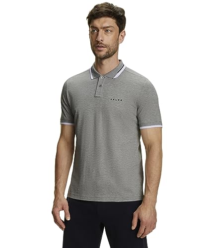 FALKE Herren Polohemd Basic Polo Shirt Colour Edge M PL Baumwolle weich hautfreundlich 1 Stück, Grau (Light Grey 3400), M von FALKE