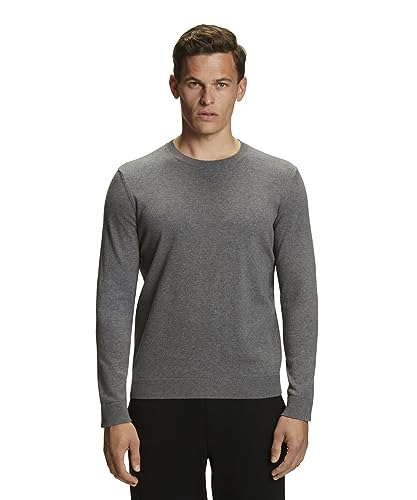 FALKE Herren Pullover Basic Cotton Crew Neck M PU Baumwolle weich hautfreundlich 1 Stück, Grau (Light Grey Melange 3390), S von FALKE