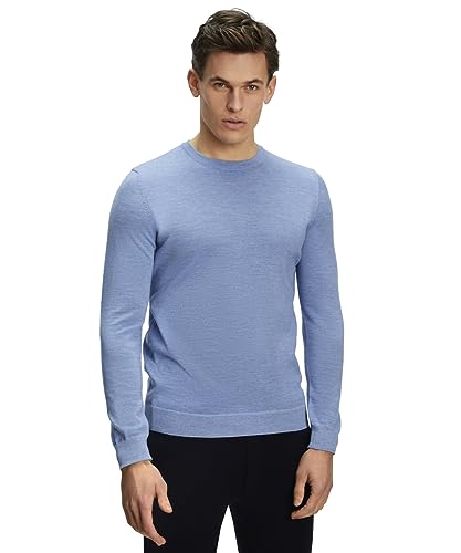 FALKE Herren Pullover Basic New Merino Crew Neck M PU Wolle weich hautfreundlich 1 Stück, Blau (Azur Melange 6857), L von FALKE