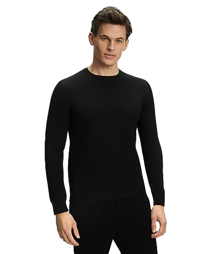 FALKE Herren Pullover Basic New Merino Crew Neck M PU Wolle weich hautfreundlich 1 Stück, Schwarz (Black 3000), 4XL von FALKE