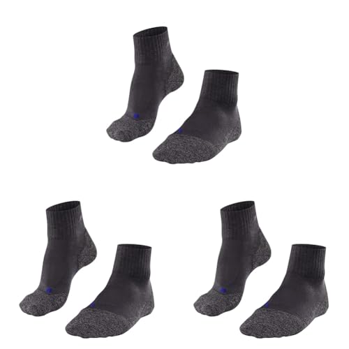 FALKE Herren Wandersocken TK2 Explore Cool Short M Sso Lyocell Funktionsmaterial antiblasen dick 1 Paar, Grau Asphalt Melange 3180, 39-41 (Packung mit 3) von FALKE