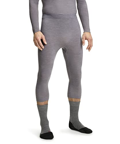 FALKE Herren Baselayer-Hose Wool-Tech Light 3/4 M Ti Wolle Funktionsmaterial schnelltrocknend 1 Stück, Grau Grey-Heather 3757, XL von FALKE