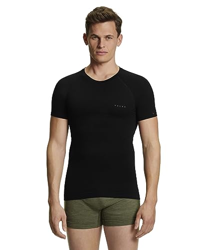 FALKE Herren Baselayer-Shirt Wool-Tech Light Round Neck M S/S SH Wolle Schnelltrocknend 1 Stück, Schwarz (Black 3000), M von FALKE