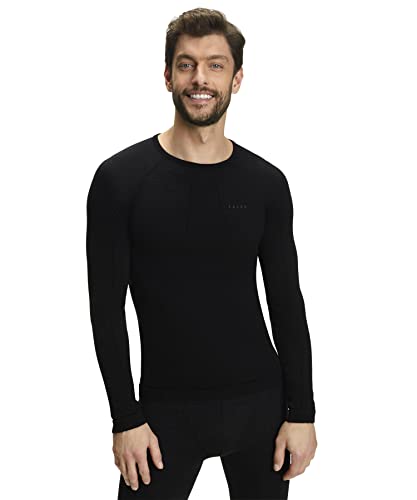 FALKE Herren Baselayer-Shirt Wool-Tech Round Neck M L/S SH Wolle Schnelltrocknend 1 Stück, Schwarz (Black 3000), M von FALKE