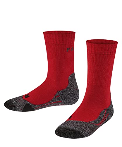 FALKE Unisex Kinder Wandersocken TK2 K SO Wolle Funktionsmaterial antiblasen dick 1 Paar, Rot (Fire 8150), 31-34 von FALKE