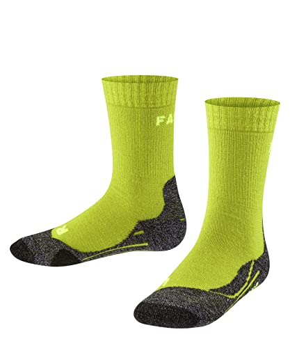 FALKE Mixte Enfant TK2 K SO Wolle Funktionsmaterial antiblasen dick 1 Paar Wandersocken, Gelb (Lime 7601), 23-26 von FALKE