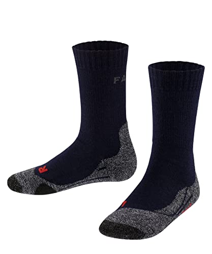 FALKE Unisex Kinder Wandersocken TK2 K SO Wolle Funktionsmaterial antiblasen dick 1 Paar, Blau (Marine 6120), 23-26 von FALKE