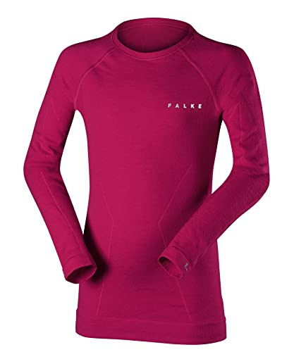 FALKE Unisex Kinder Baselayer-Shirt Wool-Tech K L/S SH Wolle schnelltrocknend 1 Stück, Pink (Berry 8284), 122-128 von FALKE