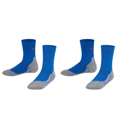 FALKE Unisex Kinder Laufsocken RU4 K SO Baumwolle Antiblasen 1 Paar, Blau (Cinque Terre 6524), 35-38 (Packung mit 2) von FALKE