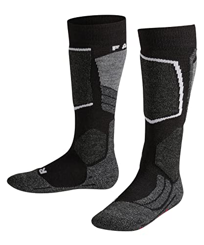 FALKE Unisex Kinder Skisocken SK2 Intermediate K Kh Wolle Funktionsmaterial warm dick 1 Paar, Schwarz Black-Mix 3010, 35-38 von FALKE