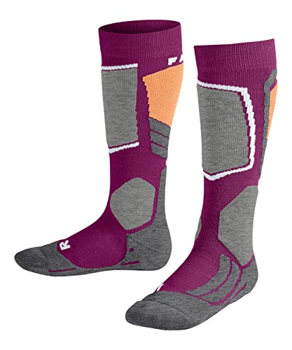 FALKE Unisex Kinder Skisocken SK2 Intermediate K KH Wolle Funktionsmaterial warm dick 1 Paar, Lila (Radiant Orchid 8692), 23-26 von FALKE