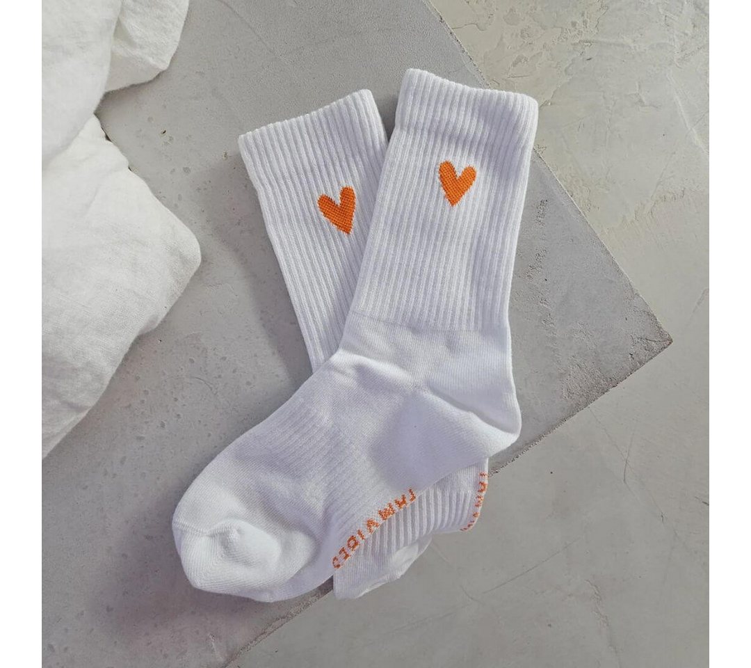 FAMVIBES Tennissocken Socken HEART - weiß, orange (Größe 35-38) von FAMVIBES