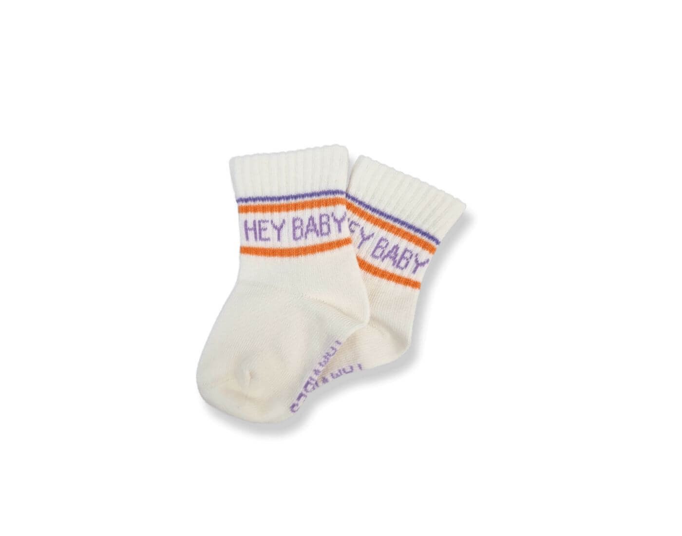 FAMVIBES Tennissocken Socken HEY BABY - Lavender, Orange (Größe 0-1 Jahr) von FAMVIBES