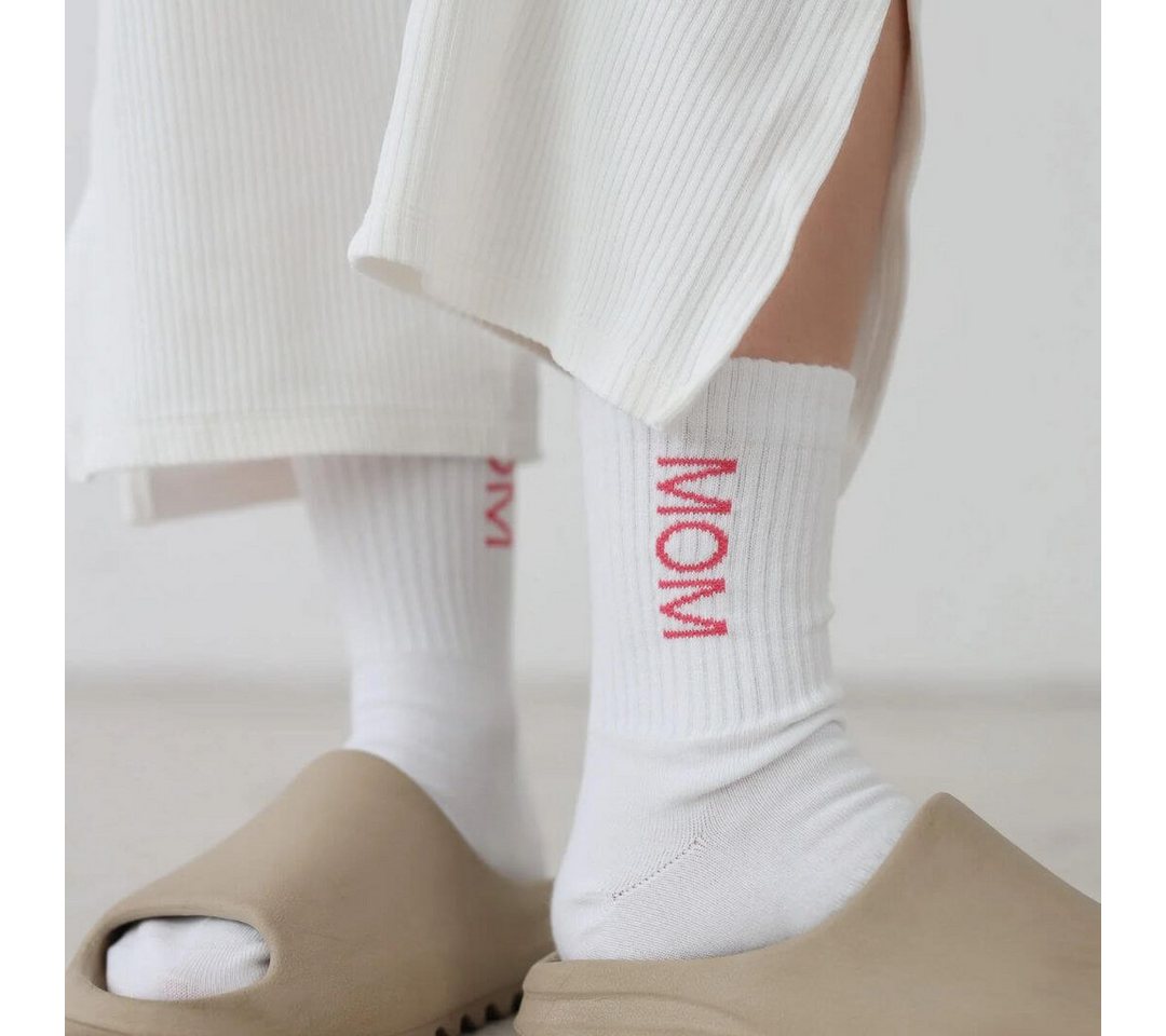 FAMVIBES Tennissocken Socken MOM - weiß, pink (Größe 35-38) von FAMVIBES