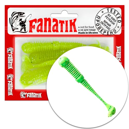 FANATIK Boxer 2 3 3.5 4.5" 5-11cm Gummiköder Gummifisch mit Aroma Fanatic Jig Soft Bait Lure Kunstköder Angeln Köder Gummishad Twister (020, 3.0) von FANATIK