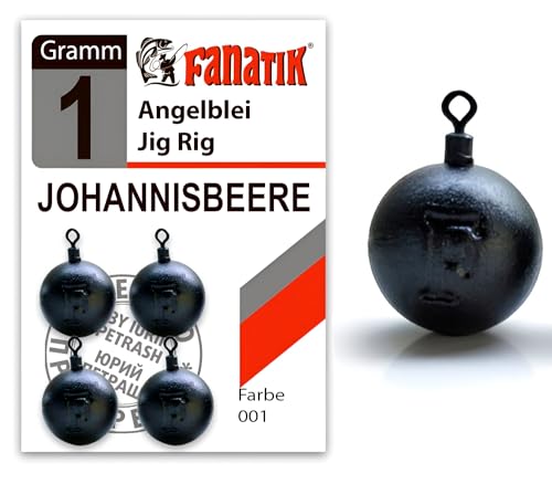 FANATIK Jig Rig Angelblei JOHANNISBEERE Drop Shot Blei 1g-35g (3.5 Gramm - 4 Stück, 001 - Schwarz) von FANATIK