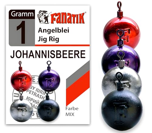 FANATIK Jig Rig Angelblei JOHANNISBEERE Drop Shot Blei 1g-35g (11 Gramm - 4 Stück, Mix) von FANATIK